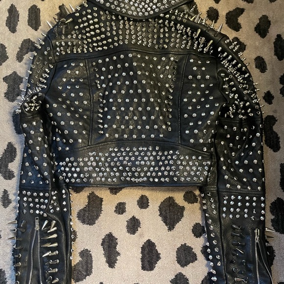 Azalea Wang Studded Cropped Moto Jacket SZ XL - Picture 5 of 5